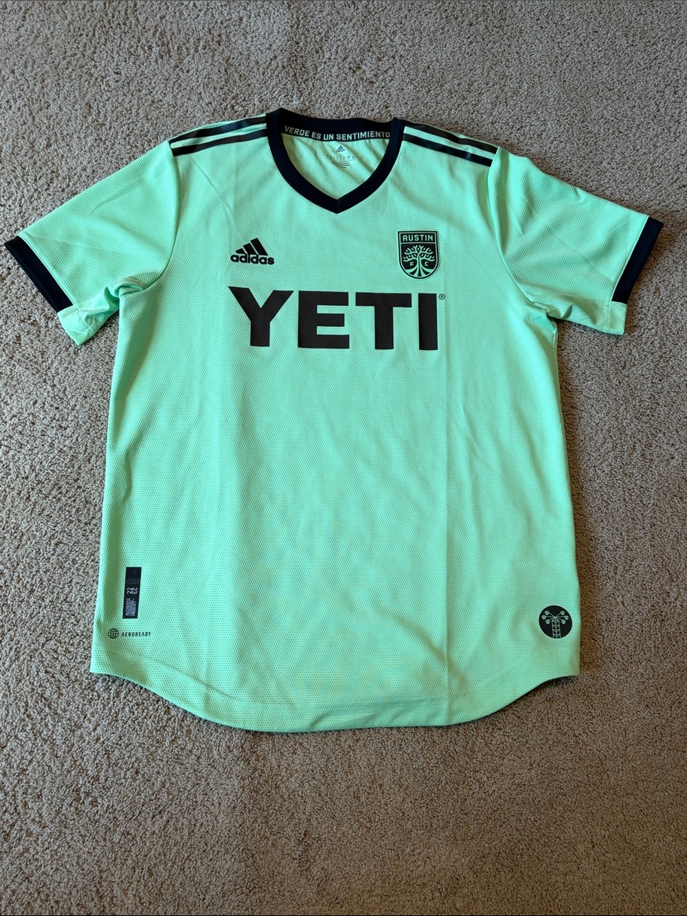 adidas aAustin FC Mint Green Authentic Jersey with Black Accents